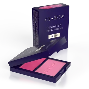 Claresa Duo Palette Creamy & Pressed, kremowo-pudrowa paleta różów do konturowania, 01 Awesome Blossom, 8,5 g