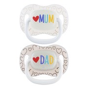Canpol Babies, smoczki uspakajające symetryczne Love Mum & Dad 6 - 18 m., 2 szt. 