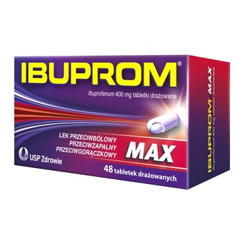 Ibuprom Max, 400 mg, tabletki drażowane, 48 szt. (butelka)