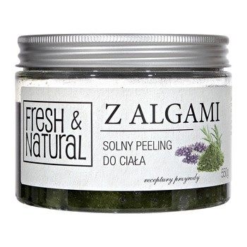 Fresh&Natural, solny peeling do ciała z algami, 550 g