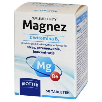Magnez z witaminą B6, tabletki, Biotter, 50 szt