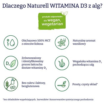 Naturell Witamina D3 z alg, krople, 15 ml