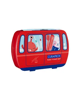 Curaprox Travel Set Kids, zestaw podróżny dla dzieci 6-12 lat, czerwony, 1 szt.