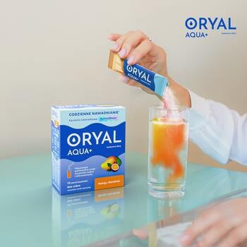 Oryal Aqua+, saszetki z proszkiem, smak mango-marakuja, 14 szt.