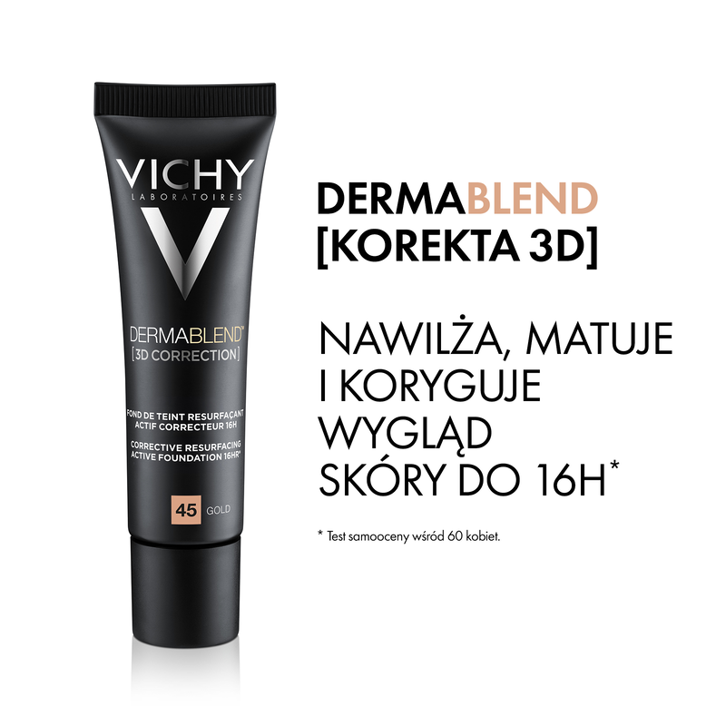 Vichy Dermablend 3D, podkład wyrównujący powierzchnię skóry, 45 Gold, 30 ml