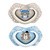 Canpol Babies, smoczek silikonowy, symetryczny, Bonjour Paris, 0-6 m, blue, 2 szt.