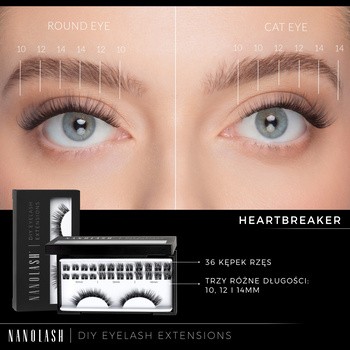 Nanolash DIY Eyelash Extensions Starter Kit, zestaw startowy do aplikacji sztucznych rzęs, Heartbreaker, 1 szt.