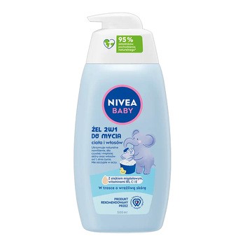 Nivea Baby, żel 2w1 do mycia ciała i włosów z pompką, 500 ml
