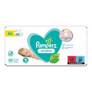 Pampers Sensitive, chusteczki nawilżane dla niemowląt, 6 x 80 szt. (480 szt.)        