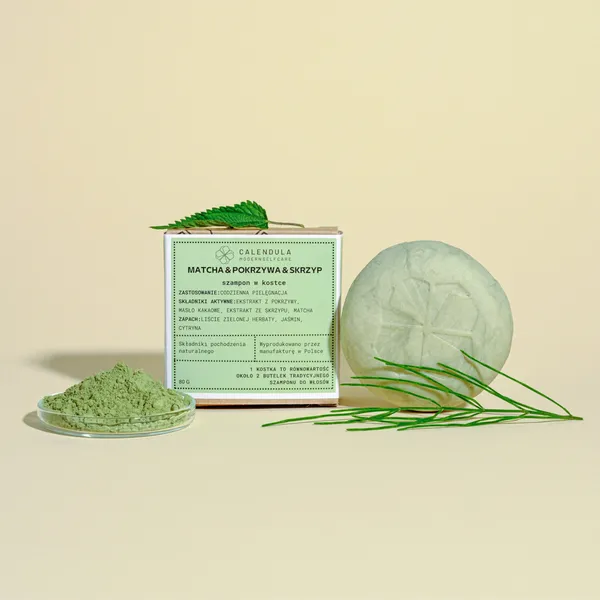 Твёрдый шампунь Calendula Modern Self Care с матчей, крапивой и хвощом, 80 г — фото 3