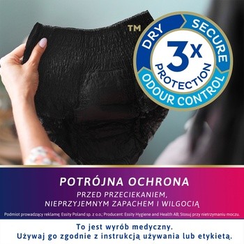 Majtki chłonne TENA Lady Pants Plus Noir, rozmiar L, 30 szt.