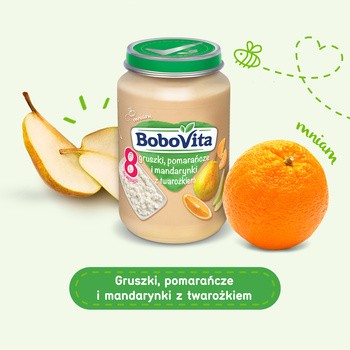 BoboVita, gruszki, pomarańcze i mandarynki z twarożkiem, 190 g