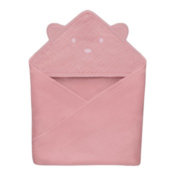 Lionelo, Muślinowy ręcznik kąpielowy, pink baby, 1 szt.
