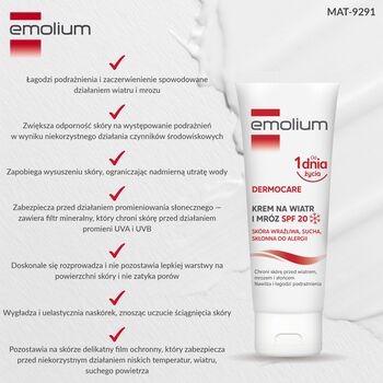 Emolium Dermocare, krem na wiatr i mróz SPF 20, 75 ml