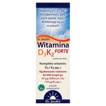 Dr Jacob's Medical, Witamina D3K2 Forte, krople, 20 ml