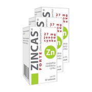 Zestaw 3x Zincas forte, 27 mg jonów cynku, tabletki, 50 szt.