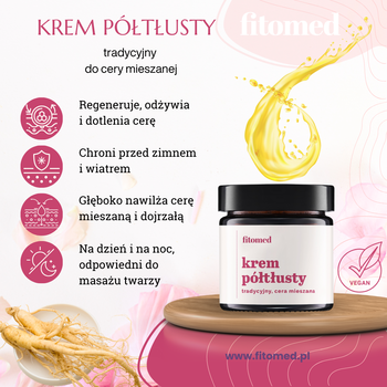 Fitomed, tradycyjny krem półtłusty do cery mieszanej, 55 g
