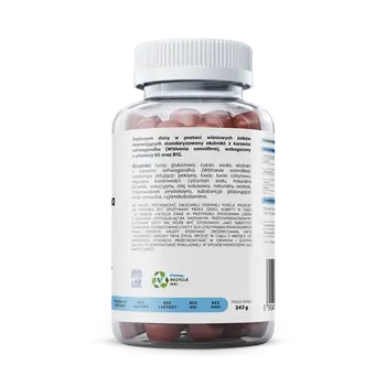 Osavi Ashwagandha, 375 mg, żelki o smaku wiśniowym, 90 szt.