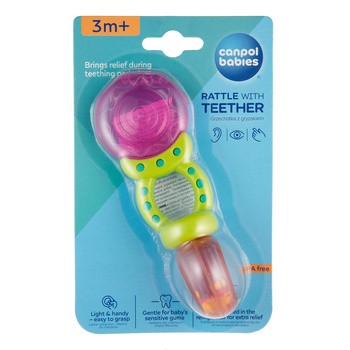 Canpol Babies, grzechotka z gryzakiem wodnym LIZAK, niebieski, 1 szt.