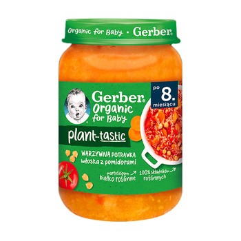 Gerber Organic Plant-tastic, Warzywna potrawka włoska z pomidorami, 8 m+, 190 g