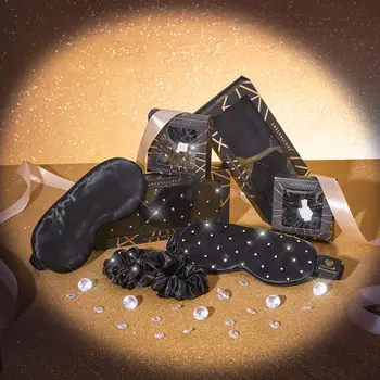 Crystallove, opaska na oczy z jedwabiu, czarna, 1 szt.