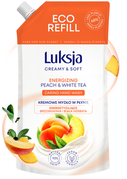 Luksja Creamy & Soft, energetyzujące mydło w płynie, Brzoskwinia i Biała Herbata, refill, 900 ml