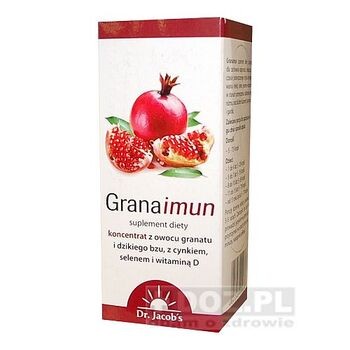 Granaimun, koncentrat z owoców granatu, z cynkiem, selenem i witaminą D, 100 ml