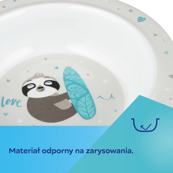 Canpol Babies Exotic Animals, miska z przyssawką melaminy, 4 m+, szara, 270 ml, 1 szt.