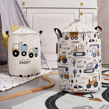 Sipo, Bawełniany kosz na zabawki XL, koparki, 1 szt.