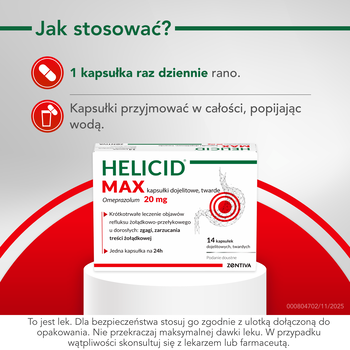 Helicid MAX (Piastprazol), 20 mg, kapsułki dojelitowe twarde, 14 szt.