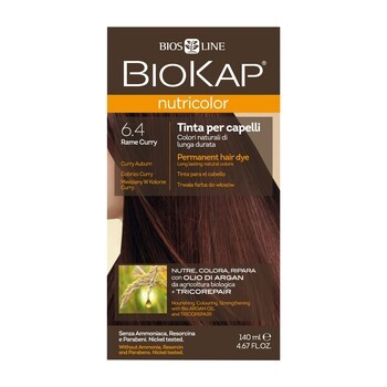 Biokap Nutricolor, farba do włosów, 6.4 miedziany w kolorze curry, 140 ml
