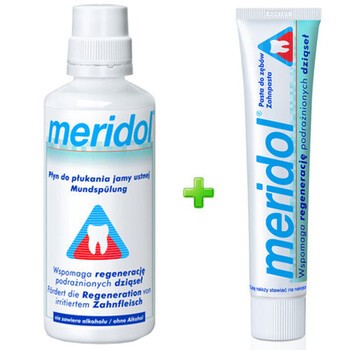 Zestaw Promocyjny Meridol, płyn do płukania jamy ustnej, 400 ml + pasta do zębów, 75 ml GRATIS