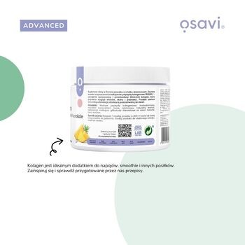 Osavi Kolagen Włosy, Skóra i Paznokcie, proszek, smak ananasowy, 150 g
