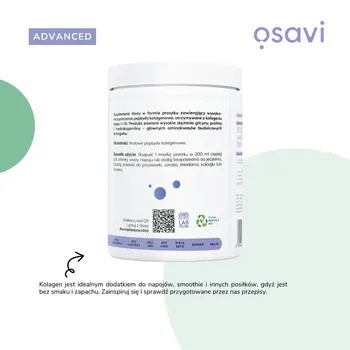 Osavi Kolagen Hydrolizowany typu I & III, proszek, smak wiśnia - truskawka, 660 g
