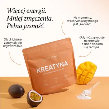 Natu Care Kreatyna monohydrat + B6, proszek, smak mango - marakuja, 372 g