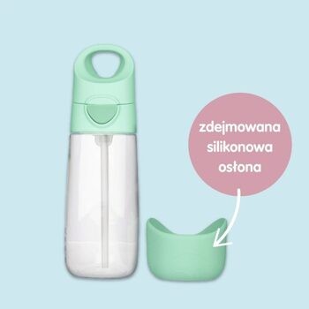 B.BOX, bidon dla dziecka, butelka na wodę ze słomką tritanowy, Blue Slate, 9 m+, 450 ml