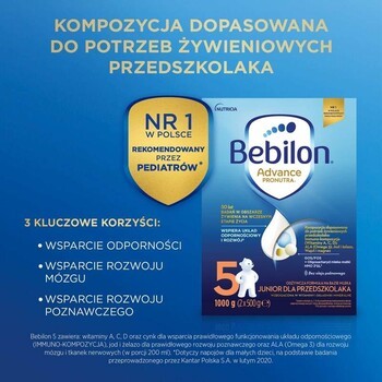 Zestaw 2x Bebilon 5 Advance Pronutra, Junior, formuła na bazie mleka dla przedszkolaka, 1000 g