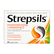 Strepsils pomarańczowy z witaminą C, pastylki twarde, 24 szt.