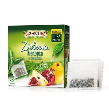 Big-Active, Zielona herbata w torebkach z pigwą i granatem, 60 g (1,5 g x 40 szt.)