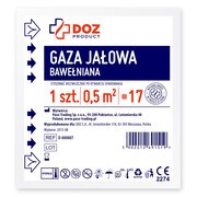 DOZ PRODUCT Gaza jałowa, bawełniana, 17 nitkowa, 1/2 m2, 1 szt.