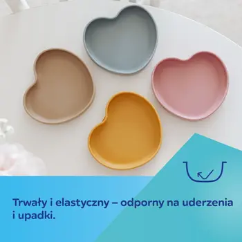 Canpol Babies, silikonowy talerz z przyssawką, Serce, 6 m+, żółty, 1 szt.