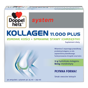 Doppelherz system Kollagen 11.000 PLUS, ampułki z płynem, smak owoców leśnych, 30 szt. x 25 ml