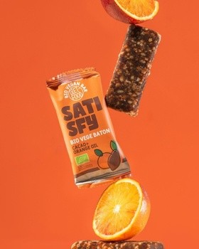 Diet-Food Satisfy Bio wegański baton kakaowy z olejkiem pomarańczowym, 35 g