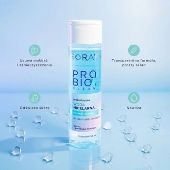 Soraya, Probio Clean, woda micelarna probiotyczna, normalizujaca do cery tłustej i mieszanej, 250 ml