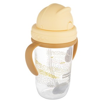 Canpol Babies, Kubek niekapek z rurką i odważnikiem 270 ml, Mountains, żółty, 1 szt.