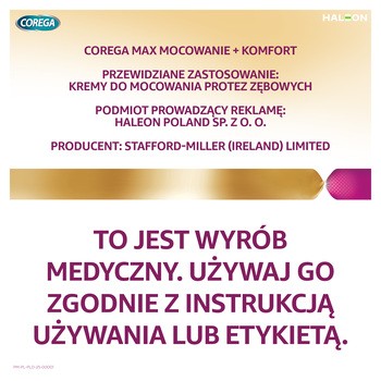 Corega Power Max Mocowanie + Komfort, krem mocujący do protez zębowych, neutralny, 40 g