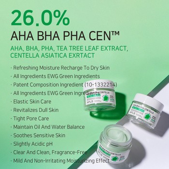 APLB AHA BHA PHA Centella Facial Cream, krem złuszczająco-kojący do twarzy z kwasami i wąkrotą azjatycką, 55 ml
