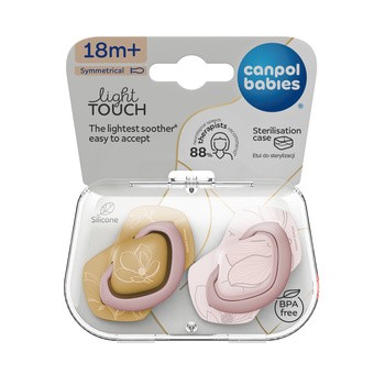 Canpol Babies Gold, smoczek silikonowy Light touch, symetryczny 18 m+, różowy, 2 szt.
