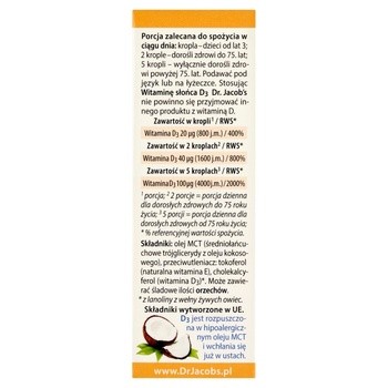 Dr Jacob's Medical, Witamina Słońca D3, krople, 20 ml
