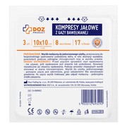 DOZ PRODUCT, kompresy jałowe z gazy bawełnianej, 17-nitkowe, 8-warstwowe, 10 cm x 10 cm, 3 szt. https://azcdn.doz.pl/image/d/product/5f65bbf4-scale-180x180.png